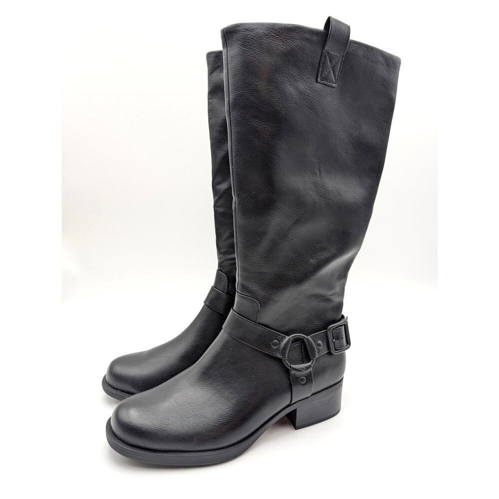 B.O.C Raena Knee High Harness Boots Side Zip Women's Black Size US9M EU39.5